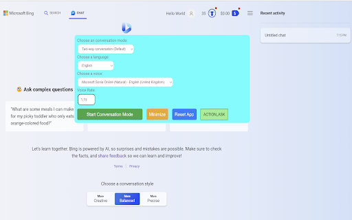 Bing AI Voice Extension