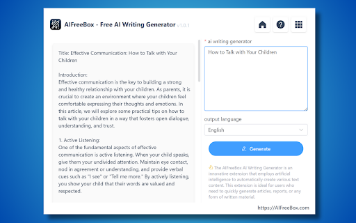 Free AI Writing Generator Tool - Chrome Extension