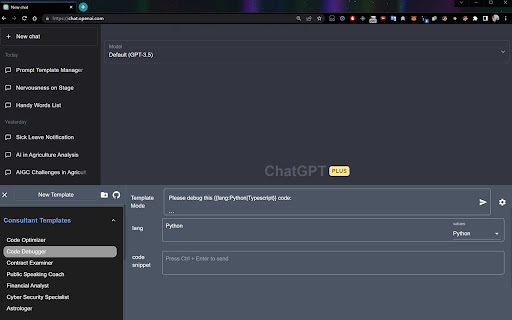 Prompt Template Tool - Chrome Extension