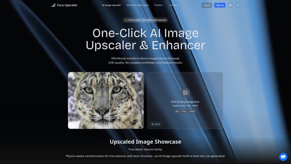 Foca Upscaler - One-Click Physics-Aware AI Image Enhancer