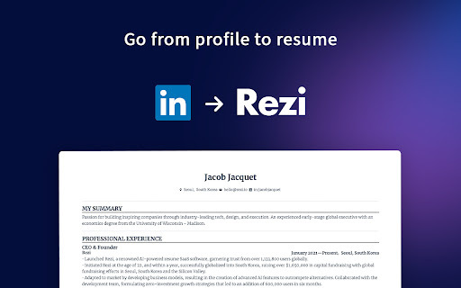 Rezi Linkedin to Resume